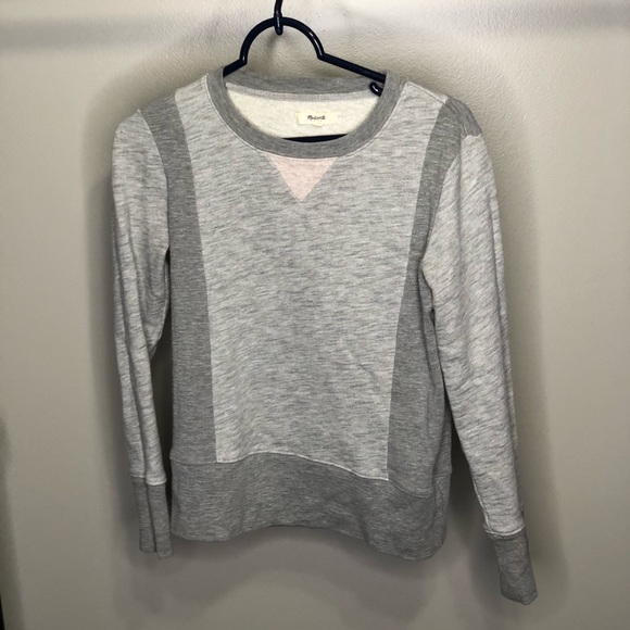 Madewell Tops - Madewell Gray Pink Crewneck Sweater Sweatshirt